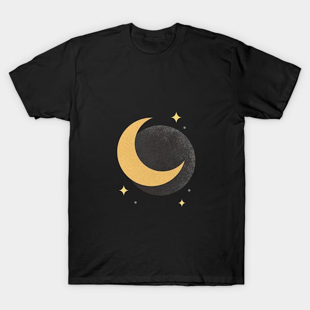 Moon Sparkle - Gold Black T-Shirt by moonlightprint